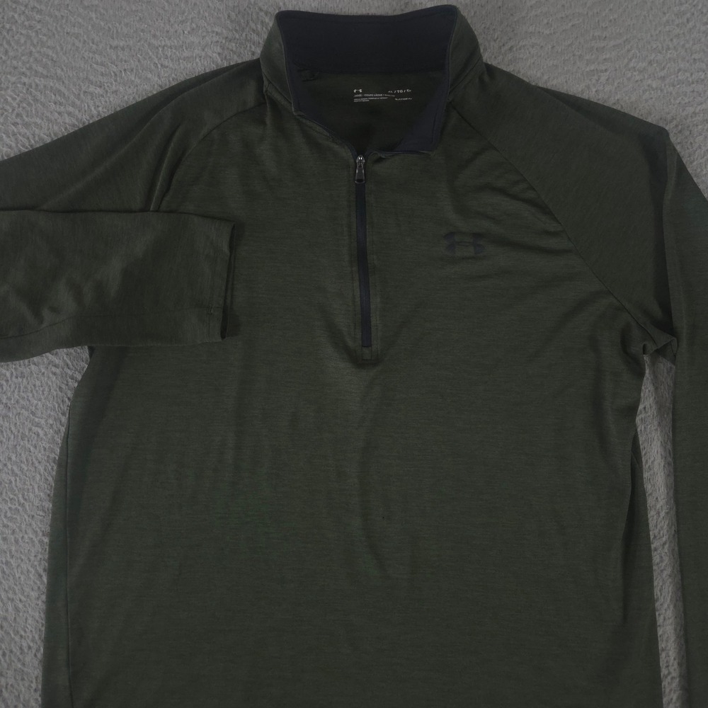 Under Armour Shirt Mens XL Olive Green UA Tech 1/2 Zip‎ Heathered Pullover